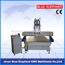 Multi function three heads cnc router for sale, wood cnc router for door making